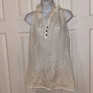 Merona a sheer silky ruffle VNeck muscle  sleeveless blouse Sz XL